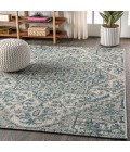 SANTA MONICA Area Rug Estrella Bohemian Medallion Textured Weave Teal/Gray 9 ft. x 12 ft. Indoor/Outdoor Area Rug