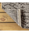 SANTA MONICA Area Rug Estrella Bohemian Medallion Textured Weave Black/Gray 5' Square Indoor/Outdoor Area Rug