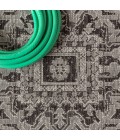 SANTA MONICA Area Rug Estrella Bohemian Medallion Textured Weave Black/Gray 5' Square Indoor/Outdoor Area Rug