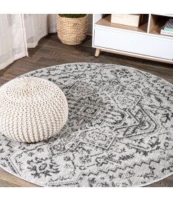 Jonathany Santa Monica SMB105D Black/Gray Area Rug 5 ft. 3 in. X 5 ft. 3 in. Round