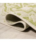 SANTA MONICA Area Rug Estrella Bohemian Medallion Textured Weave Cream/Green 5' Round Indoor/Outdoor Area Rug