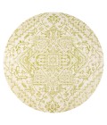 SANTA MONICA Area Rug Estrella Bohemian Medallion Textured Weave Cream/Green 5' Round Indoor/Outdoor Area Rug