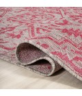 SANTA MONICA Area Rug Estrella Bohemian Medallion Textured Weave Light Gray/Fuchsia 2 ft. x 10 ft. Indoor/Outdoor Runner Rug
