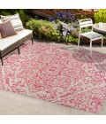SANTA MONICA Area Rug Estrella Bohemian Medallion Textured Weave Light Gray/Fuchsia 4 ft. x 6 ft. Indoor/Outdoor Area Rug