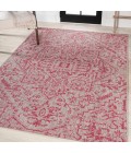 SANTA MONICA Area Rug Estrella Bohemian Medallion Textured Weave Light Gray/Fuchsia 4 ft. x 6 ft. Indoor/Outdoor Area Rug