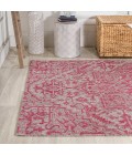 SANTA MONICA Area Rug Estrella Bohemian Medallion Textured Weave Light Gray/Fuchsia 4 ft. x 6 ft. Indoor/Outdoor Area Rug