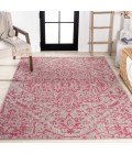 SANTA MONICA Area Rug Estrella Bohemian Medallion Textured Weave Light Gray/Fuchsia 4 ft. x 6 ft. Indoor/Outdoor Area Rug