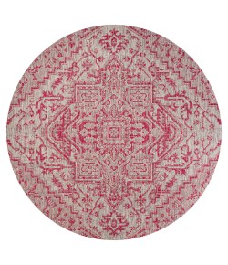 Jonathany Santa Monica SMB105F Light Gray/Fuchsia Area Rug 5 ft. 3 in. X 5 ft. 3 in. Round