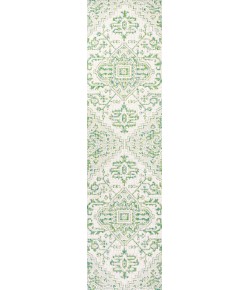 Jonathany Santa Monica SMB105G Green/Cream Area Rug 2 ft. 2 in. X 10 ft. Runner