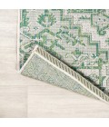 SANTA MONICA Area Rug Estrella Bohemian Medallion Textured Weave Green/Cream 2 ft. x 8 ft. Indoor/Outdoor Runner Rug