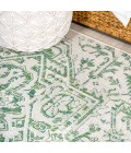 SANTA MONICA Area Rug Estrella Bohemian Medallion Textured Weave Green/Cream 2 ft. x 8 ft. Indoor/Outdoor Runner Rug