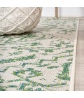 SANTA MONICA Area Rug Estrella Bohemian Medallion Textured Weave Green/Cream 2 ft. x 8 ft. Indoor/Outdoor Runner Rug