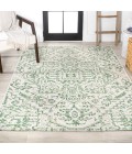 SANTA MONICA Area Rug Estrella Bohemian Medallion Textured Weave Green/Cream 4 ft. x 6 ft. Indoor/Outdoor Area Rug