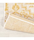 SANTA MONICA Area Rug Estrella Bohemian Medallion Textured Weave Cream/Yellow 2 ft. x 10 ft. Indoor/Outdoor Runner Rug