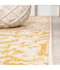 SANTA MONICA Area Rug Estrella Bohemian Medallion Textured Weave Cream/Yellow 2 ft. x 10 ft. Indoor/Outdoor Runner Rug