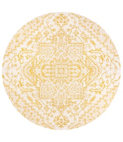 Jonathany Santa Monica SMB105H Cream/Yellow Area Rug 5 ft. 3 in. X 5 ft. 3 in. Round