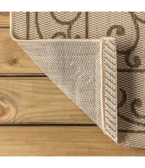SANTA MONICA Area Rug Charleston Vintage Filigree Textured Weave Beige/Brown 2 ft. x 8 ft. Indoor/Outdoor Runner Rug