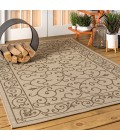 SANTA MONICA Area Rug Charleston Vintage Filigree Textured Weave Beige/Brown 3 ft. x 5 ft. Indoor/Outdoor Area Rug