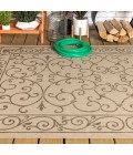 SANTA MONICA Area Rug Charleston Vintage Filigree Textured Weave Beige/Brown 3 ft. x 5 ft. Indoor/Outdoor Area Rug