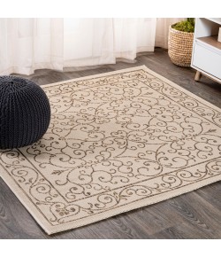 Jonathany Santa Monica SMB106A Beige/Brown Area Rug 5 ft. 3 in. X 5 ft. 3 in. Square