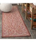 SANTA MONICA Area Rug Charleston Vintage Filigree Textured Weave Red/Beige 2 ft. x 10 ft. Indoor/Outdoor Runner Rug