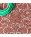 SANTA MONICA Area Rug Charleston Vintage Filigree Textured Weave Red/Beige 8 ft. x 10 ft. Indoor/Outdoor Area Rug