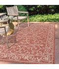 SANTA MONICA Area Rug Charleston Vintage Filigree Textured Weave Red/Beige 8 ft. x 10 ft. Indoor/Outdoor Area Rug