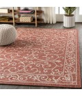 SANTA MONICA Area Rug Charleston Vintage Filigree Textured Weave Red/Beige 8 ft. x 10 ft. Indoor/Outdoor Area Rug