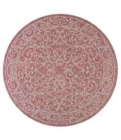 Jonathany Santa Monica SMB106B Red/Beige Area Rug 5 ft. 3 in. X 5 ft. 3 in. Round