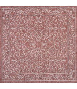 Jonathany Santa Monica SMB106B Red/Beige Area Rug 5 ft. 3 in. X 5 ft. 3 in. Square
