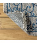 SANTA MONICA Area Rug Charleston Vintage Filigree Textured Weave Gray/Navy 2 ft. x 10 ft. Indoor/Outdoor Runner Rug