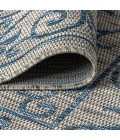SANTA MONICA Area Rug Charleston Vintage Filigree Textured Weave Gray/Navy 2 ft. x 10 ft. Indoor/Outdoor Runner Rug