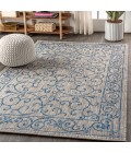 SANTA MONICA Area Rug Charleston Vintage Filigree Textured Weave Gray/Navy 5 ft. x 8 ft. Indoor/Outdoor Area Rug
