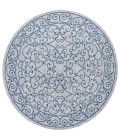 SANTA MONICA Area Rug Charleston Vintage Filigree Textured Weave Gray/Navy 5' Round Indoor/Outdoor Area Rug
