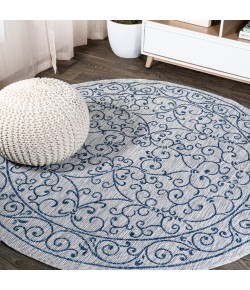 Jonathany Santa Monica SMB106C Gray/Navy Area Rug 5 ft. 3 in. X 5 ft. 3 in. Round