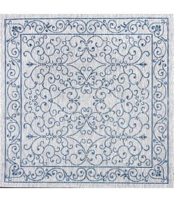 Jonathany Santa Monica SMB106C Gray/Navy Area Rug 5 ft. 3 in. X 5 ft. 3 in. Square