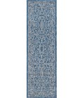 SANTA MONICA Area Rug Charleston Vintage Filigree Textured Weave Navy/Gray 2 ft. x 10 ft. Indoor/Outdoor Runner Rug
