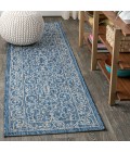 SANTA MONICA Area Rug Charleston Vintage Filigree Textured Weave Navy/Gray 2 ft. x 10 ft. Indoor/Outdoor Runner Rug