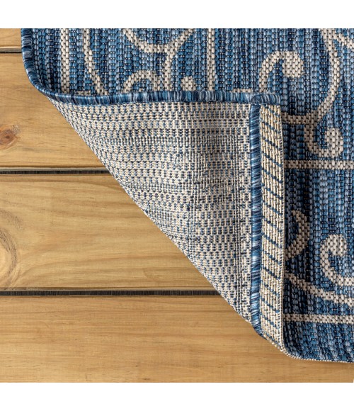 SANTA MONICA Area Rug Charleston Vintage Filigree Textured Weave Navy/Gray 8 ft. x 10 ft. Indoor/Outdoor Area Rug