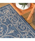 SANTA MONICA Area Rug Charleston Vintage Filigree Textured Weave Navy/Gray 8 ft. x 10 ft. Indoor/Outdoor Area Rug