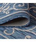 SANTA MONICA Area Rug Charleston Vintage Filigree Textured Weave Navy/Gray 2 ft. x 10 ft. Indoor/Outdoor Runner Rug
