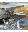 SANTA MONICA Area Rug Charleston Vintage Filigree Textured Weave Navy/Gray 2 ft. x 10 ft. Indoor/Outdoor Runner Rug