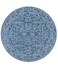 Charleston Vintage Filigree Textured Weave Navy/Gray 5' Round Indoor/Outdoor Area Rug