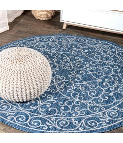 Jonathany Santa Monica SMB106D Navy/Gray Area Rug 5 ft. 3 in. X 5 ft. 3 in. Round