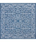 Charleston Vintage Filigree Textured Weave Navy/Gray 5' Square Indoor/Outdoor Area Rug