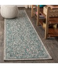 SANTA MONICA Area Rug Charleston Vintage Filigree Textured Weave Gray/Teal 2 ft. x 8 ft. Indoor/Outdoor Runner Rug