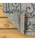 Charleston Vintage Filigree Textured Weave Gray/Teal 8 ft. x 10 ft. Indoor/Outdoor Area Rug