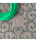 Charleston Vintage Filigree Textured Weave Gray/Teal 8 ft. x 10 ft. Indoor/Outdoor Area Rug