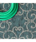 SANTA MONICA Area Rug Charleston Vintage Filigree Textured Weave Teal/Gray 9 ft. x 12 ft. Indoor/Outdoor Area Rug