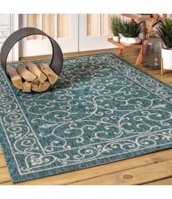 Jonathany Santa Monica SMB106F Teal/Gray Area Rug 9 ft. X 12 ft. Rectangle